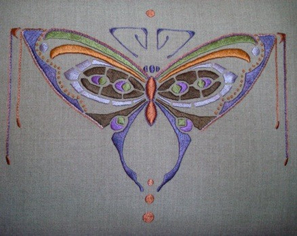 Hand Embroidered Butterfly Silk Pillow Arts and Crafts Etsy