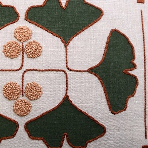 Artisan Hand Loomed Cotton Square Pillow - Pink Ginkgo Design - 24