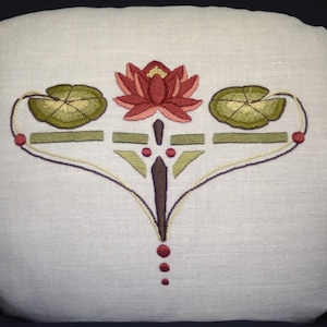 Water Lily Pillow Embroidery Kit Craftsman Mission Style image 1