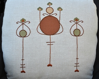Craftsman Mission Harvey Ellis pillow, Appliqued and Hand Embroidered, Mission Style