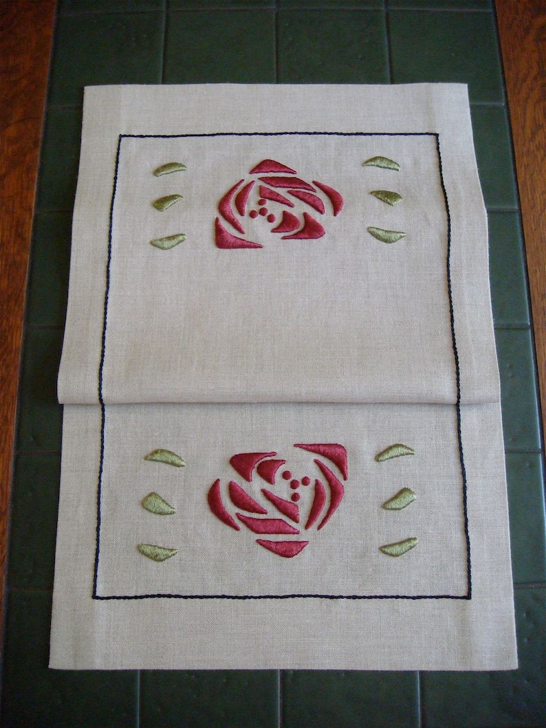 Glasglow Inspired Rose Table Runner Silk Embroidery Kit Arts and Crafts ...
