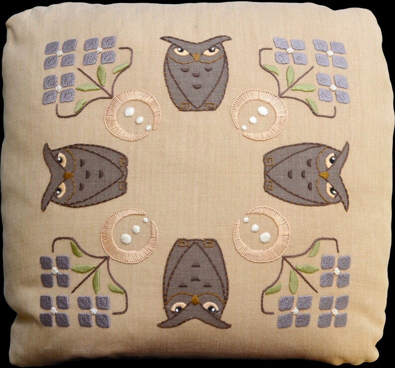 Roycroft Owl Inspired Hand Embroidered Owl Pillow Arts and Etsy