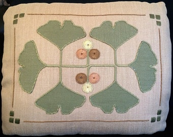 Arts and Crafts, Craftsman, Gingko Pillow Embroidery Kit