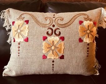 Miranda Pillow Hand Embroidered Pillow 18" x 22"