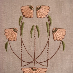 Carrie's Garden Table Runner Embroidery Kit, Art Nouveau, Craftsman, Mission