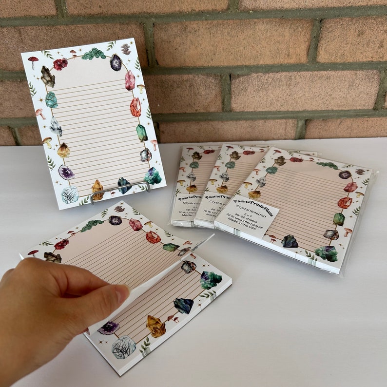Crystal Cottagecore 5x7 Notepad | Mushroom and Plant Leaf's Notepad ...