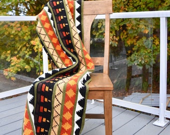 Instant Download, Autumn Throw Crochet PATTERN