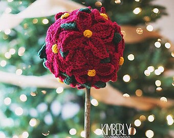 Instant PDF Download, Poinsettia Topiary, Crochet Pattern