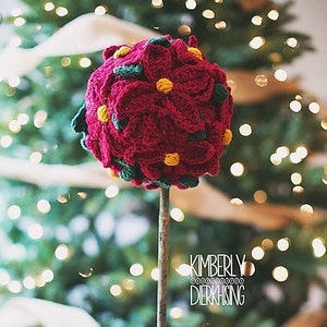 Instant PDF Download, Poinsettia Topiary, Crochet Pattern image 1