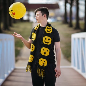 Instant Download, Emoji Scarf, Crochet PATTERN, DIY image 2