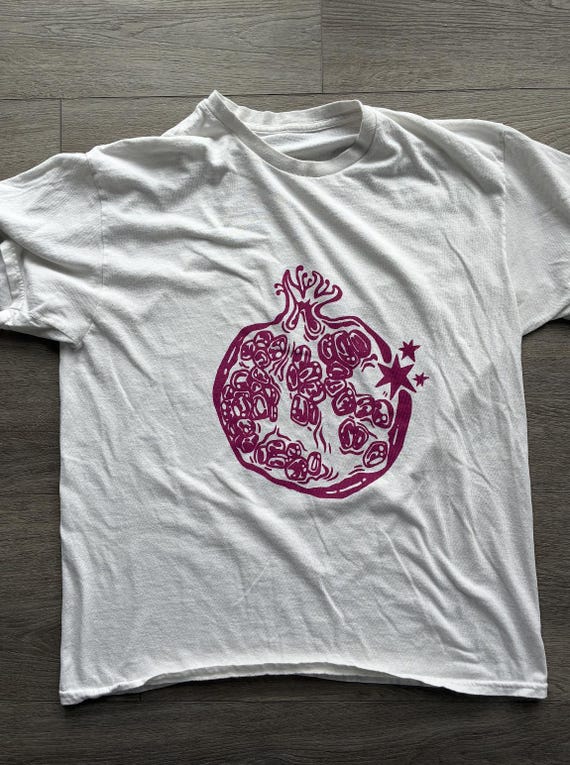 Screen Printed Large Pomegrante T-Shirt