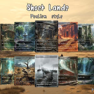 Stained Glass Art Style Shock Lands Proxy Cards - 10 Cards - Complete Set, Custom Cards, MTG Proxy Altered Art