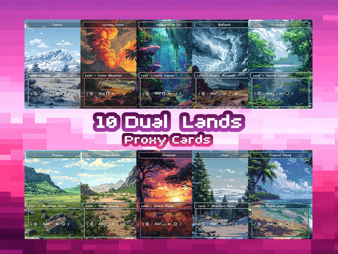 Fantasy Pixel Art Dual Lands Proxy Cards - 10 Cards - Complete Set ...