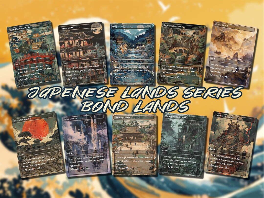 Japanese Ukiyo-e Style Fantasy Dream Bond Lands Proxy Cards - 10 Cards ...
