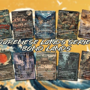 Japanese Ukiyo-e Style Fantasy Dream Bond Lands Proxy Cards - 10 Cards - Complete Set, Custom Cards, MTG Proxy Altered Art