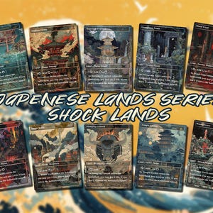 Japanese Ukiyo-e Style Fantasy Dream Shock Lands Proxy Cards - 10 Cards - Complete Set, Custom Cards, MTG Proxy Altered Art