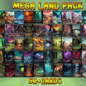 Pixel Art Style Land Pack - 50 Cards - Commander EDH Land Cards - Ultimate Premium