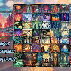 Stained Glass Art Style Land Pack - 50 Cards - Commander EDH Land Cards - Ultimate Premium