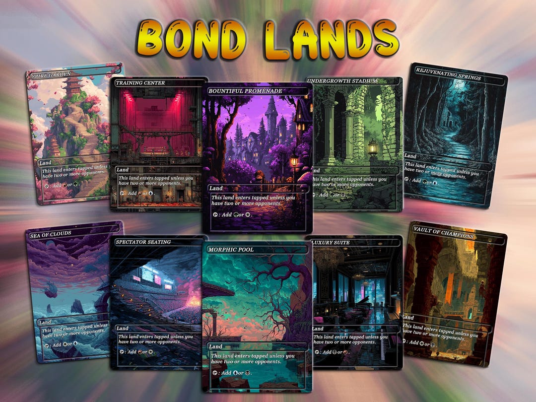 Pixel Art Style Bond Lands Proxy Cards - 10 Cards - Complete Set ...
