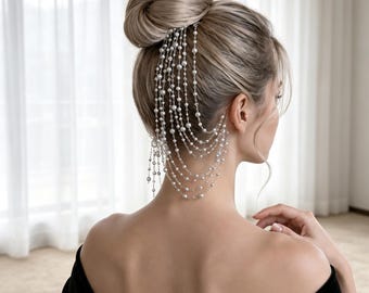 Perlenohrring-Haarspange mit mehreren Lagen, elegantes Brauthaaraccessoire, Hochzeitshaarschmuck, romantischer Haarschmuck, Dekoration für die Brautparty