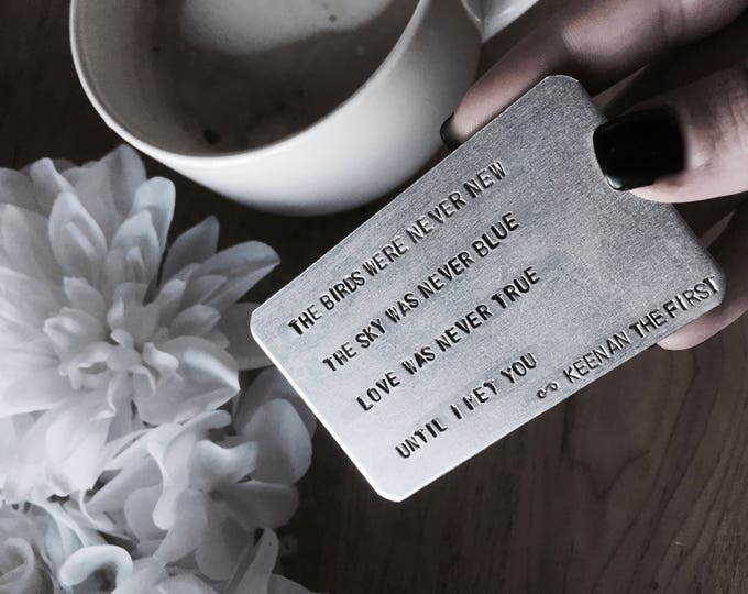 Great Gift For Him Her .personalized wallet card wallet card gift personalized message card in Hebrew English metal wallet card SIMAG