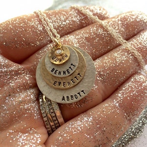 As Seen At THE DENVER POST and Channel 9 News Personalized Your Name Tag Charm Two Tone Necklace 4 discs Simag mothers day gift image 1