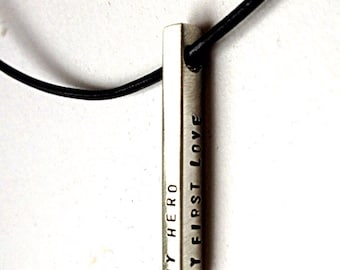 simple . modern . beautiful . sexy gift for him. groom . dad . daddy. father. 4D sterling bar  - handmade gifts - HAND STAMPED by - SimaG