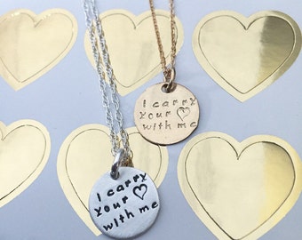 i carry your (heart)  with me   - handmade jewelry . Valentines Day Gift For Her.  SimaG