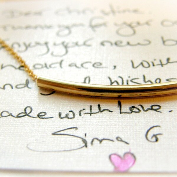 The Original Golden Bar -Very Elegant and Delicate Necklace - balance bar tube By SimaG