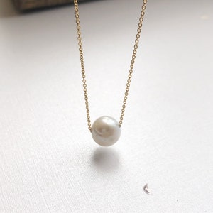 A Single Floating Pearl Necklace on Gold Filled Chain. Beautiful ...