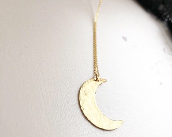 Gold filled crescent MOON . simple modern elegant everyday look . handmade jewelry by SimaG