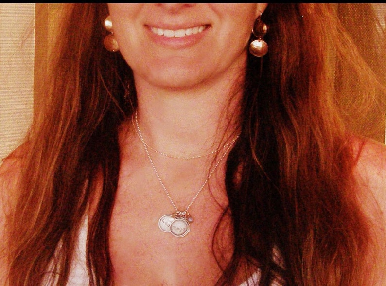 Every Disc Has A Story 4 stamped name discs Personalized your necklace for MOTHER'S DAY hebrew or english . SimaG image 3