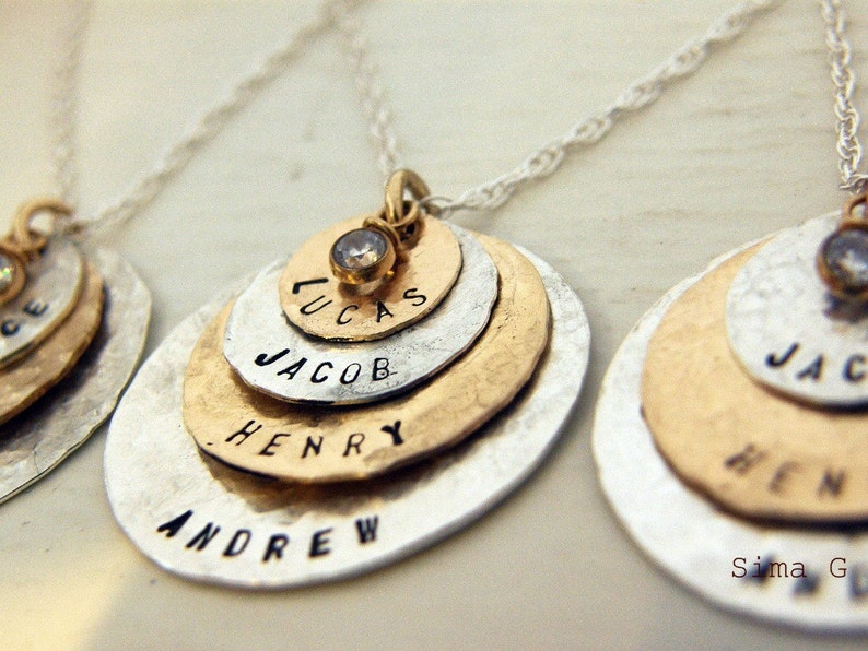 As Seen At THE DENVER POST and Channel 9 News Personalized Your Name Tag Charm Two Tone Necklace 4 discs Simag mothers day gift image 3