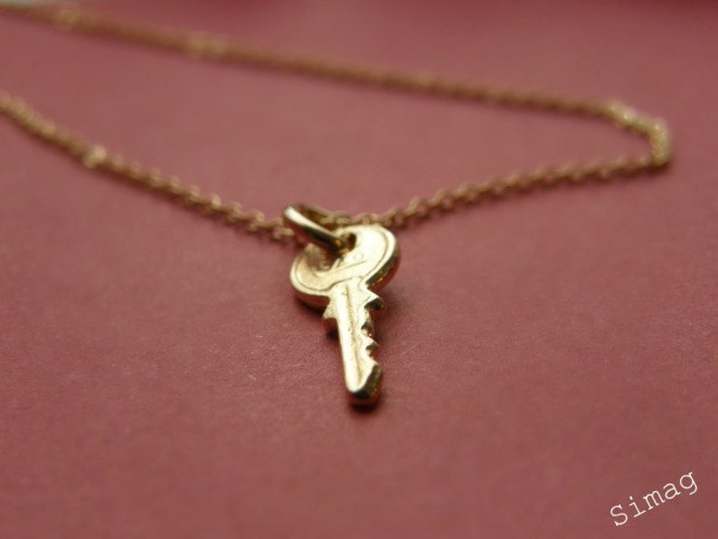 TINY you hold the key to my heart necklace miniature MINI gold filled key necklace By Simag image 3