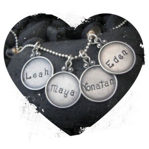 Every Disc Has A Story 4 stamped name discs Personalized your necklace for MOTHER'S DAY hebrew or english . SimaG image 1