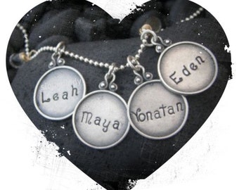 Every Disc Has A Story ------ FOUR discs -- Personalized  your necklace for MOTHER'S DAY -- Simag
