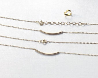 The Original Golden Bar -Very Elegant and Delicate Necklace - gold tube necklace. balance bar . yoga necklace . By SimaG