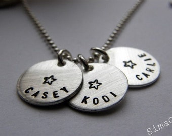 You are my shining star - Your Name - Your Word -3 wishes - 3 discs HAND STAMPED By Simag