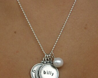 Mother's Day gift idea - Sterling Silver Framed Tag Necklace - Every Disc Has A Story   -  -design your own  3 rim discs - By SimaG