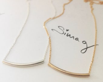 The Original Golden Gold Bar -  Balance Tube Bar Gold OR  Silver Necklace - By SimaG