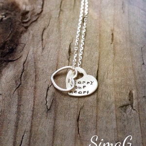 i carry your heart   - inspired by the beautiful poem by E E Cummings -The price is for ONE necklace   sterling silver tiny heart SimaG