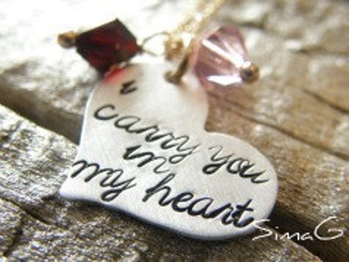 I carry you in my heart Inspired by the beautiful poem by E Etsy