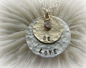 To love and be loved is to feel the sun from both sides- personalized handstamped jewelry in Hebrew & English by Simag