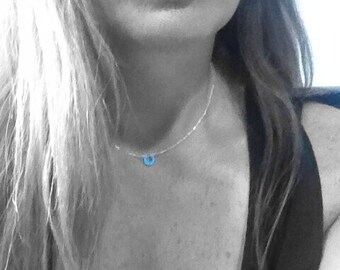 Small HORSESHOE - blue opal - Very Elegant and Delicate Necklace -  handmade jewelry made in colorado by SimaG