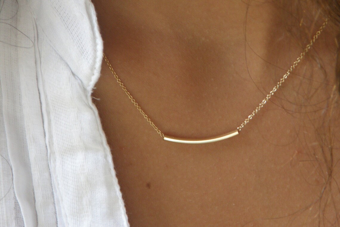 The Golden Bar Necklace . Gold Tube Bar . Balance Bar Necklace Etsy