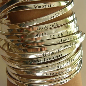 Say What You Want To Say up to 12 lowercase letters Say Anything On YOUR cuffCustom sterling silver By SimaG image 1