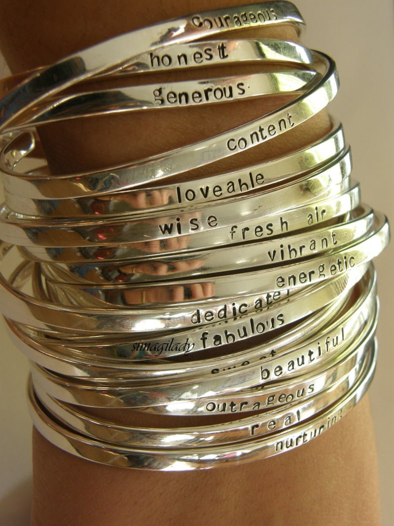 Say What You Want To Say up to 12 lowercase letters Say Anything On YOUR cuffCustom sterling silver By SimaG image 1