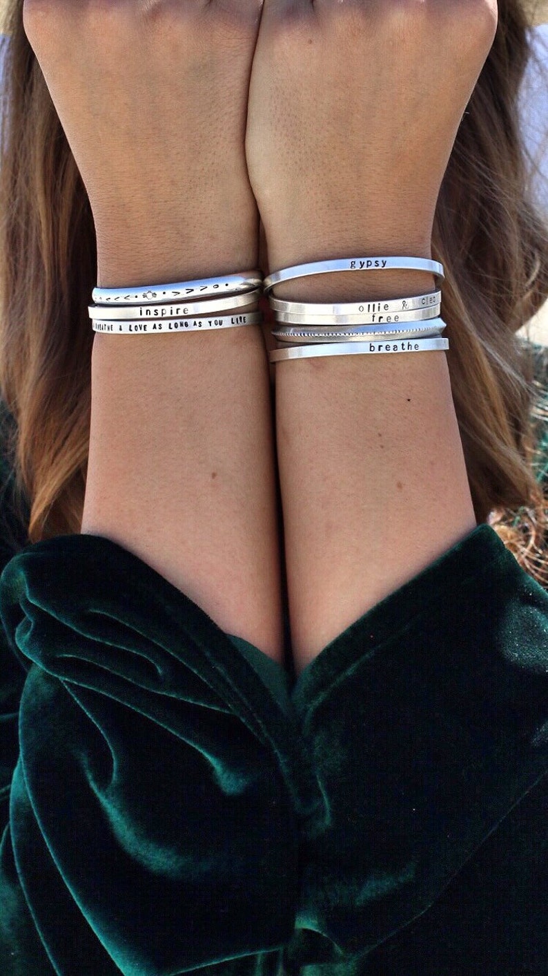 Inspirational Jewelry custom personalized,Inspirational Jewelry Sister Birthday Friend Gift-SimaG Hand Stamped Secret Message Bracelets