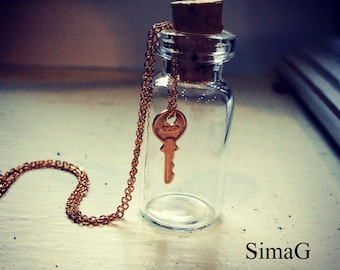 TINY - Key To Your Heart Necklace - miniature - MINI - gold filled small key charm necklace - By Simag