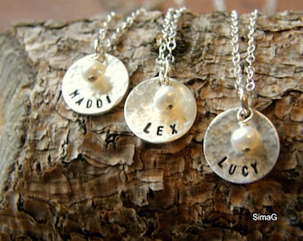 This listing is for THREE necklace  - gifts for your bridesmaids- personalized it with your name  word In Hebrew Or English - Simag